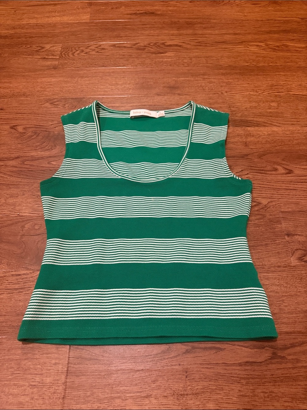 Anthropologie bishop + young Green and White Striped Scoop Neck Tank